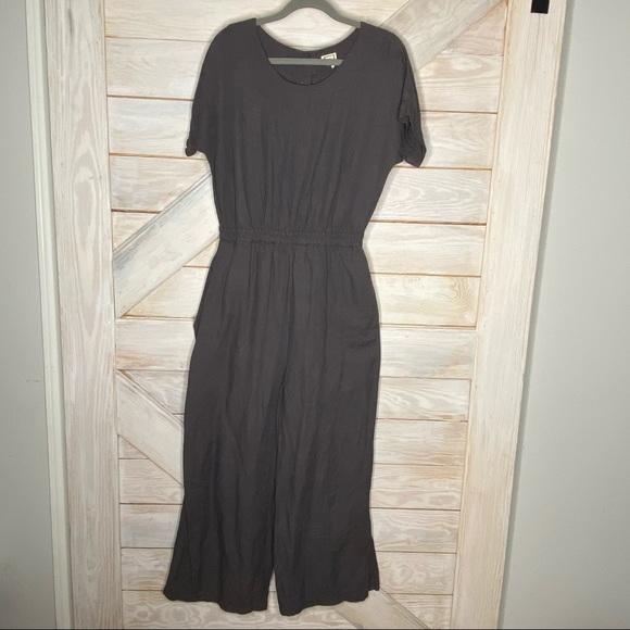 Mo:Vint Modern Button Charcoal Gray Romper - Picture 1 of 6